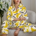 thumbnail image 6 of Honeii Banana Fruit Print Women's Pajama Sets Long Sleeve Button Down Sleepwear Nightwear Soft Pjs Lounge Sets 2PCS-Large, 6 of 7