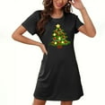 thumbnail image 1 of Camisón corto navideño para mujer, talla grande, cuello redondo, manga corta, estampado en el pecho, vestido de noche para mujer, 1 of 3