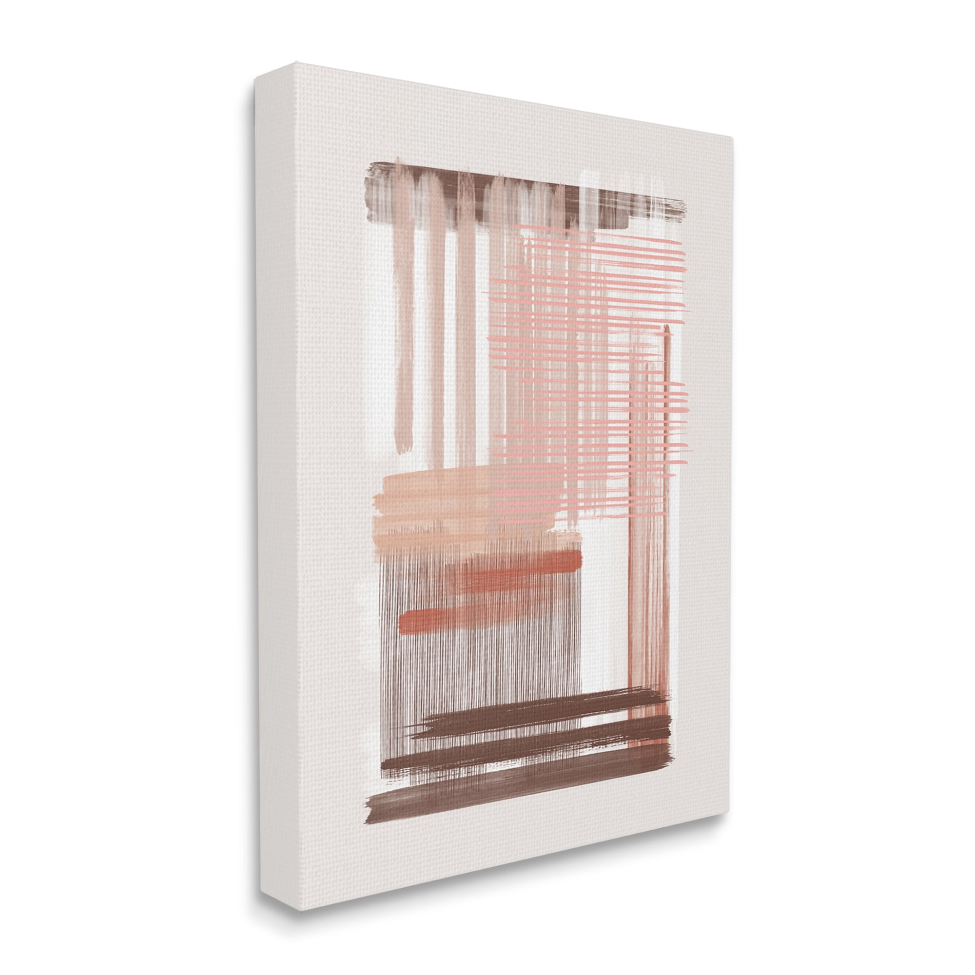 Stupell Industries Pink & Brown Abstract Lines Abstract Painting Gallery Wrapped Canvas Print Wall Art, 36 x 48