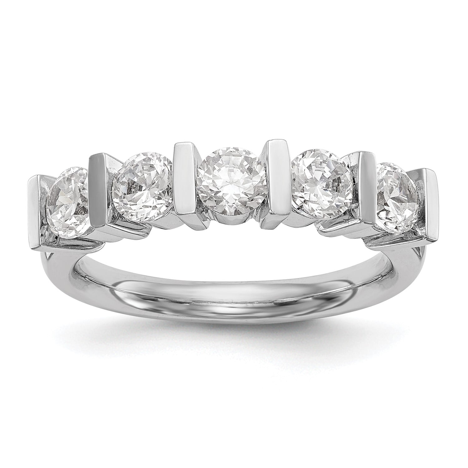 Accessories & Jewelry 14k White Gold Bar Set Round Diamond Wedding