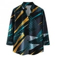 thumbnail image 1 of Chaqueta casual de camisa de solapa estampada a cuadros estampada en contraste para hombre Pompotops oipoqjl12738, 1 of 7