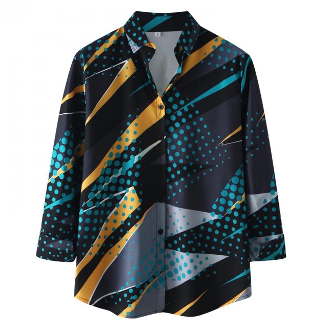 Chaqueta casual de camisa de solapa estampada a cuadros estampada en contraste para hombre Pompotops oipoqjl12738