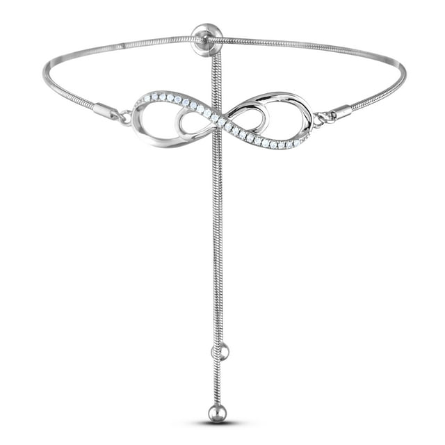 925 Sterling Silver 0.15 Cttw Canadian Diamond Infinity Symbol Bolo Bracelet