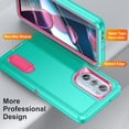 thumbnail image 2 of SaniMore for Motorola Edge 30 Pro 6.7" 2022 Hybird Case, Rugged PC Back Shockproof TPU Shell Metal Hidden Kickstand Drop Resistant Anti-slip Heavy Duty Protective Cover, Mint+Rose, 2 of 8