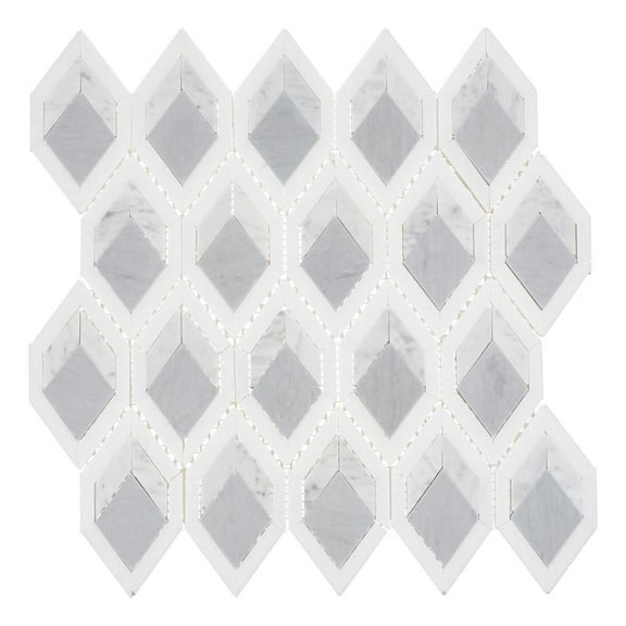 Easton Cobalt Gray 3-in. x 5-in. Novelty Glossy Glass Natural Stone Mosaic Wall & Floor Tile