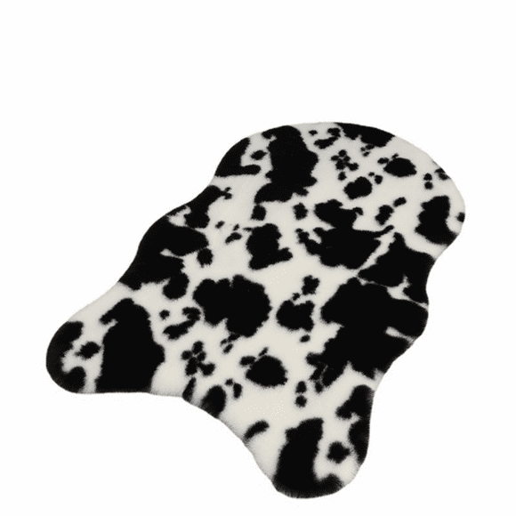 Fluffy Cow Print Rug Faux Cowhide Rugs for Living Room Bedroom, Cute Animal Print Carpet Western Home Decor Mat 60×90CM