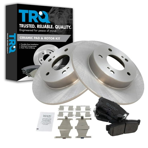 TRQ Rear Brake Pad & Rotor Kit Brake Pads Brake Rotor Ceramic Fits Select 1996-2001 INFINITI I30 1994-2001 Nissan Maxima