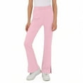 thumbnail image 5 of Yeaiivve Girls Kids Cotton Pants With Pockets Split Flare Leg Yoga Pants Elastic Waist Comfort Soft Workout Dance Pants, 5 of 7