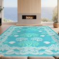 thumbnail image 2 of Design&I 5'x7' Washable Area Rug Flatweave & Daily Traffic Ready Fish Underwater Interlocking Ocean Motif Featuring Navy Beachy for Guest Room, Lounge, Apartment, 2 of 7