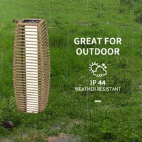 DUOSONG Outsunny Solar Floor Lamp, Outdoor Rattan Garden Lantern Pathway Light & Decorative Driveway Lighting With Auto On/Off Led Lights For Porch, Yard, Lawn, Courtyard, Deck, Sand Brown Steel Other