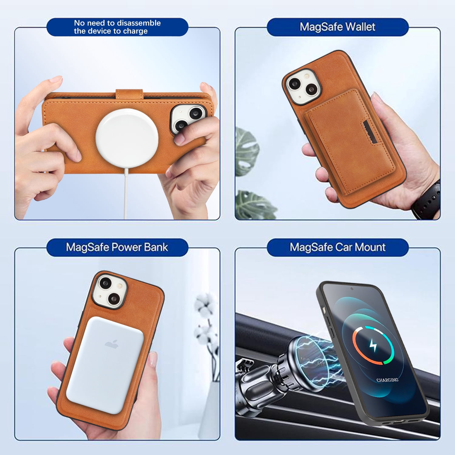 Dteck for iPhone 15 Case Detachable Wallet Case with Card Holder, 3 in 1 PU Leather Flip Folio with RFID Blocking Stand Shockproof Phone Cover,Brown