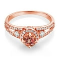 thumbnail image 2 of Gem Stone King 18K Rose Gold Plated Silver Ecstasy Mystic Topaz Engagement Ring for Women (1.94 Cttw, Round 5MM, Gemstone November Birthstone, Size 6), 2 of 4