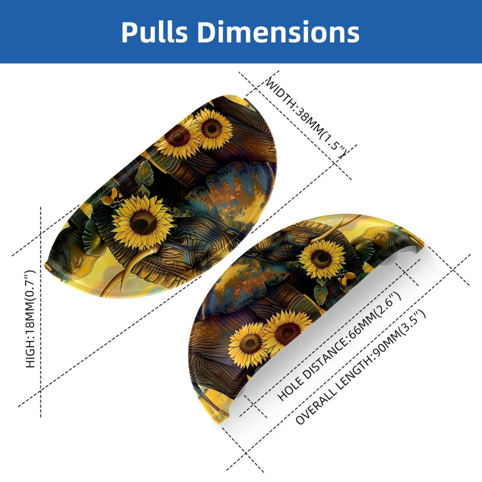 PhooArto 6 Pcs Cup Drawer Pulls, Elephants in Sunflower Field Shell Shape Handles Cabinet Knobs for Dresser Cupboard Closet Wardrobe with Screws