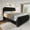 black QUEEN, variant on King/Queen Size Bed Frame, Upholstered Platform Bed with Tall Headboard, Velvet Vertical Channel Tufting & Nailhead Trim, No Box Spring Needed, Easy Assembly