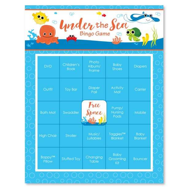 Under The Sea Critters Baby Shower Game Bingo Cards 16 Count Walmart Com