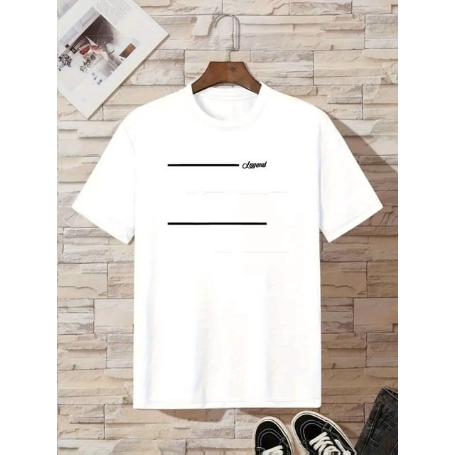 Camiseta de algodón para niño - Camiseta informal de verano blanca con estampado de letras negras, cuello redondo, corte regular, tejido suave y transpirable para niños pequeños. Ropa para preadoles