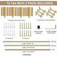 thumbnail image 3 of 2 Pack Curtain Rods for Window 72-144", Warm Gold Decorative Telescoping Drapery Rods with Cap Finials, Heavy Duty 1-Inch Window Treatment Rods, 3 of 9