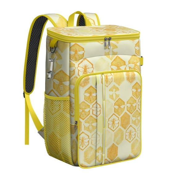Bee Lovers Gift Idea Backpack Cooler, Leakproof Insulated Cooler Bag, Waterproof Lunch Backpack for Beach, Hiking, BBQ, Outdoor Fun