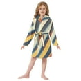 thumbnail image 6 of FORMRS Niños Bathrobe Unisex Hooded Robe Soft Plush Pajamas Sleepwear, Size 7-9T, Retro Colorful Stripes, 6 of 7