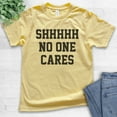 thumbnail image 2 of Kids Shhh No One Cares T-shirt, Youth Kids Boy Girl T-Shirt, Funny Shirt, Sarcastic Shirt, Yellow, X-Small, 2 of 4