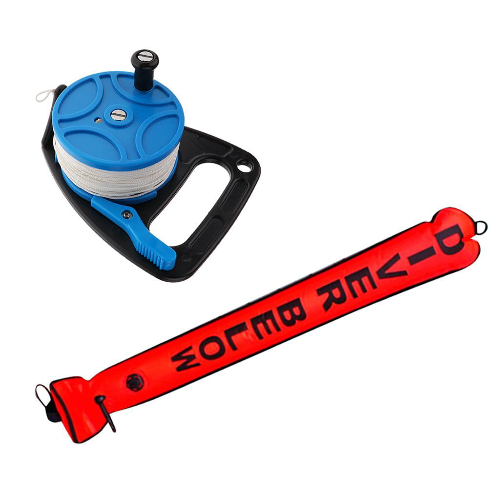 4FT Surface Marker Buoy SMB Safety Sausage Tube Dive Reel for Scuba Diving 