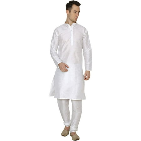 

Royal Kurta Men s Silk Blend Solid Kurta Pyjama White