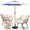 Blue/White, variant on Autlaycil 7.5 ft Multicolour Patio Umbrella and Umbrella Base and 3 Piece Outdoor Wicker Furniture Patio Bistro Set, Yellow and White