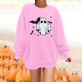 thumbnail image 2 of Halloween Sweatshirt for Women Hoodless Sweatshirt Casual Long Sleeve Graphic Crewneck Pullover Top for Women Pink L, 2 of 7