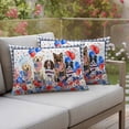thumbnail image 4 of Independence Day Dog Cat Pillow Covers 2 Pack Watercolor Blue Red Stripe Star Balloon Black Plaid Pillowcase Waterproof Outdoor Throw Pillow Cover for Patio Balcony Rectangular Cushion 20”x12”, 4 of 9