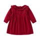 thumbnail image 1 of Odeerbi Niñas Ruffle Suéter Vestido Primavera Otoño Algodón Punto Vestidos Niños Color Sólido Dulce Vestido Manga Larga Flor Cuello Vestido, 1 of 3