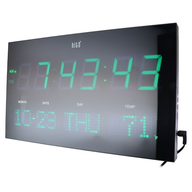 HITO 14.2inch Oversized LED Wall Clock Black/Green (HT6033