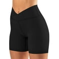 thumbnail image 7 of Womens Crossover Biker Shorts 5" High Waisted Yoga Workout Athletic Running Spandex Shorts, 7 of 7