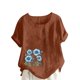 thumbnail image 1 of Túnica de Manga Corta Tops para las Mujeres Océano Pescado Impreso Blusa, Ropa Casual Ver Botón Arriba Camiseta, 1 of 4