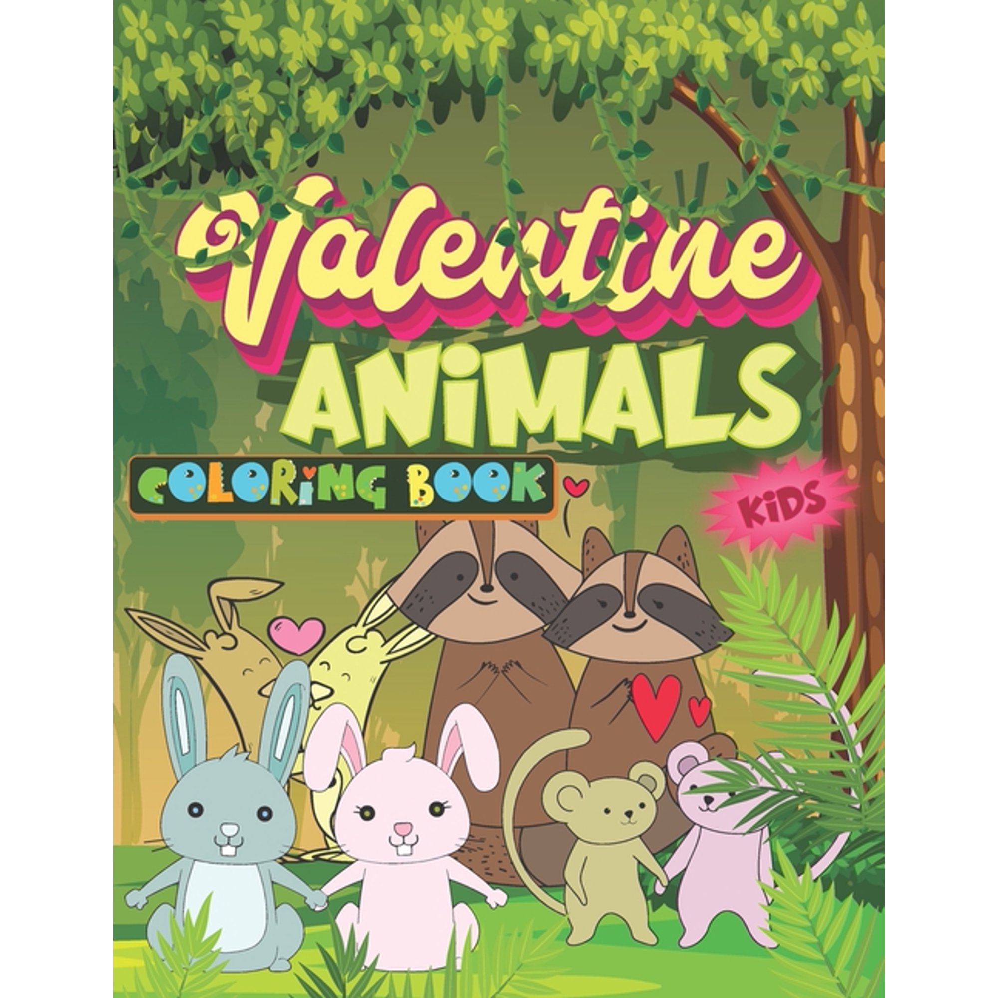 Valentine Animals Coloring Book: Funny & Cute Valentine's day animal and pet couples/ partners Gift Idea with Hearts col, (Paperback)