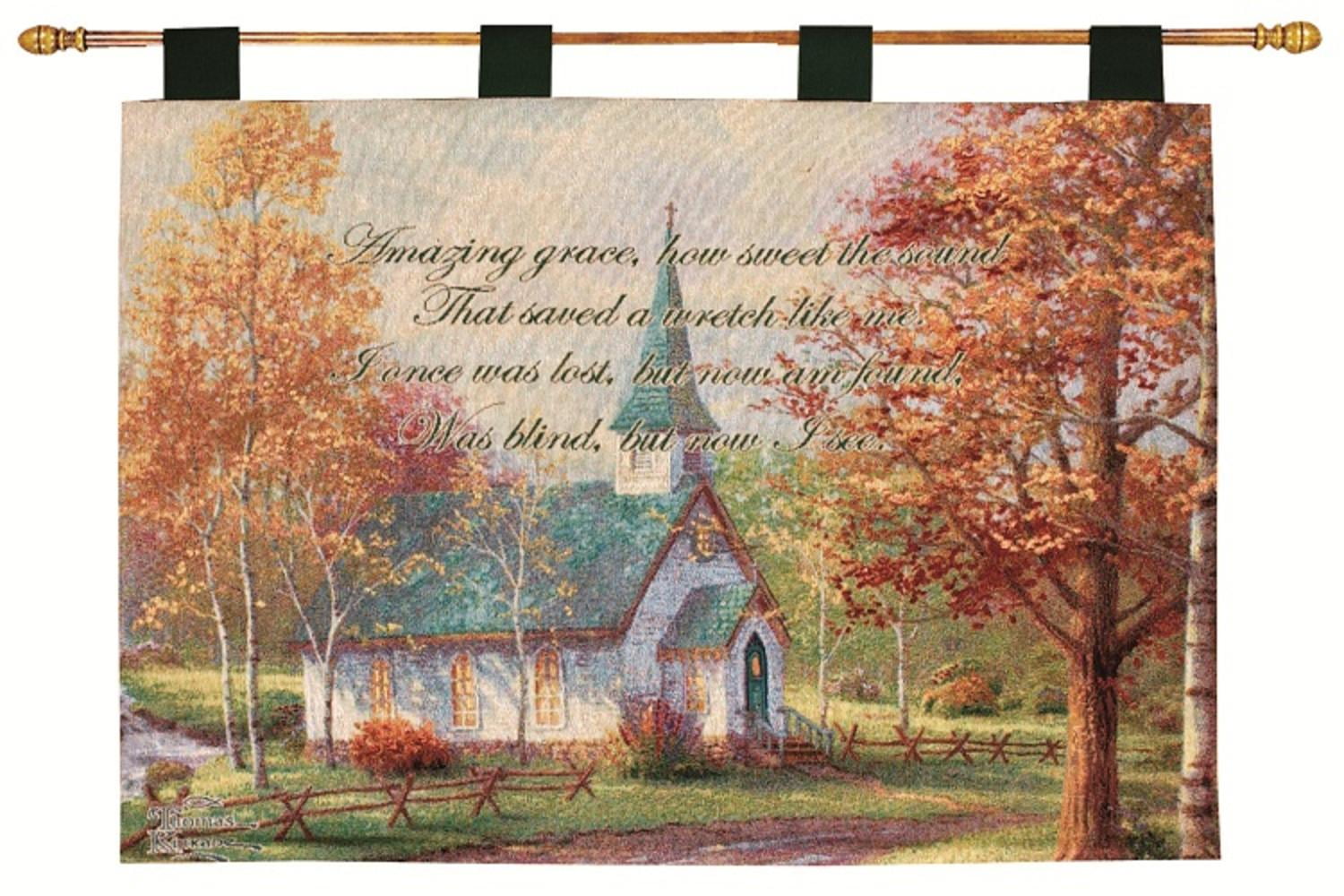 Chapel in the Country Amazing Grace Wall Art Hanging Tapestry 26" x 36