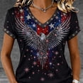 thumbnail image 5 of 4th of July Shirts Women 250th Anniversary V Neck Short Sleeve Patriotic Tshirt American Flag Cross Butterfly Graphic Tee Tops, 5 of 5