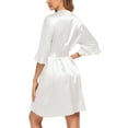 thumbnail image 2 of Oudiya Women's Satin Robe Lingerie for Women Kimono Bathrobe Short Ruffle Belted Robes Bridesmaids Sleepwear, S-XXL, 2 of 4