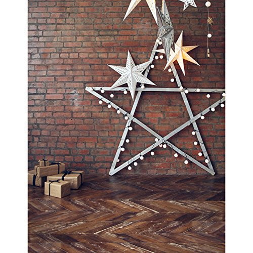 EREHome Polyester Fabric 5x7ft Sliver Big Five Pointed Stars Light Photography Studio Backdrop Background