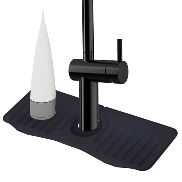 Alfombrilla absorbente para grifo Material premium duradero Alfombrilla para secar platos Fregadero de cocina Protector contra salpicaduras Protector , negro perfecl Almohadilla de grifo