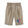 thumbnail image 1 of Pantalones Cortos Casuales para Mujer Día de la Independencia Impreso Elástico de la Cintura, Pantalones Cortos de Verano para Mujeres, 1 of 4