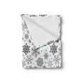 thumbnail image 2 of Snowflake Soft Flannel Fleece Blanket, Lace Style Arrangement of Snowflakes Winter Season Christmas Illustration, Cozy Plush for Indoor and Outdoor Use, 60" x 80", Blue Black White, by Ambesonne, 2 of 5