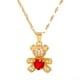 thumbnail image 1 of Collar de oso, collar de osito de cristal de corazón rojo, collar colgante de oso animal lindo, collar de cadena fina de oro, 1 of 5