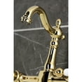 thumbnail image 3 of Kingston Brass KS2442PL Heritage Double-Handle Wall-Mount Bridge Kitchen Faucet, Polished Brass, 3 of 7