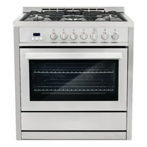 Pemberly Row 36 in. Stainless Steel Dual Fuel Range with Convection Oven