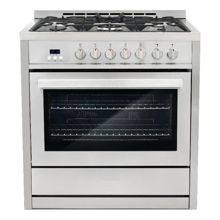 Pemberly Row 36 in. Stainless Steel Dual Fuel Range with Convection Oven