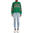 thumbnail image 3 of Dreamers by Debut Womens Striped Long Sleeve Pullover Sweater with Puff Sleeves, 3 of 5