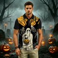 thumbnail image 5 of IAJDKMEK Halloween Men's Short Sleeve Polo Shirt - Collared Knit Shirt Breathable Summer Shirt for Holiday Wear, Daily, Golf Shirt & Costume,Yellow S, 5 of 7