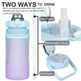 thumbnail image 3 of Botella de agua RYI Motivational de 1,9 L con pajita sin BPA, azul y morado, 3 of 7