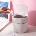 thumbnail image 3 of Trash Can Desktop Waste Garbage Lid Desktop Trash Bin Kitchen Office Desk Mini Debris Storage Bucket, Pop-up Lid, White, 3 of 8