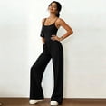 thumbnail image 4 of JULMCOMO Jumpsuits for Women Scoop Neck Spaghetti Strap Casual Rompers High Waisted Wide Leg Summer Loose Fit Overalls with Pockets Black XL, 4 of 6